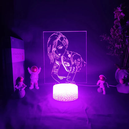 Punk Style V Figurine Nightlight Edgerunners Lighting Model 3D Illusion Lamp for Gamers Room Christmas Gift Gaming Room Setup