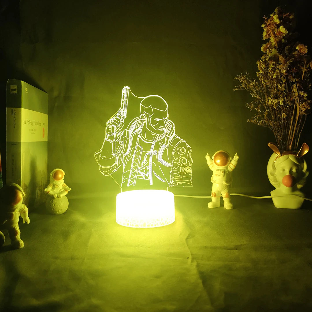 Punk Style V Figurine Nightlight Edgerunners Lighting Model 3D Illusion Lamp for Gamers Room Christmas Gift Gaming Room Setup