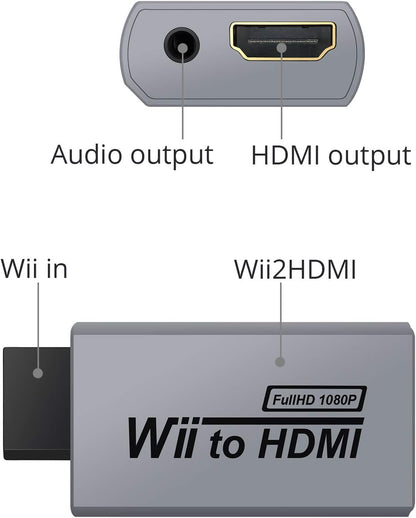 Wii to Hdmi Converter Wii to HDMI Adapter 720P and 1080P Wii2Hdmi Adapter Connector Output Video with 3.5Mm Audio Jack - Supports All Wii Display Modes