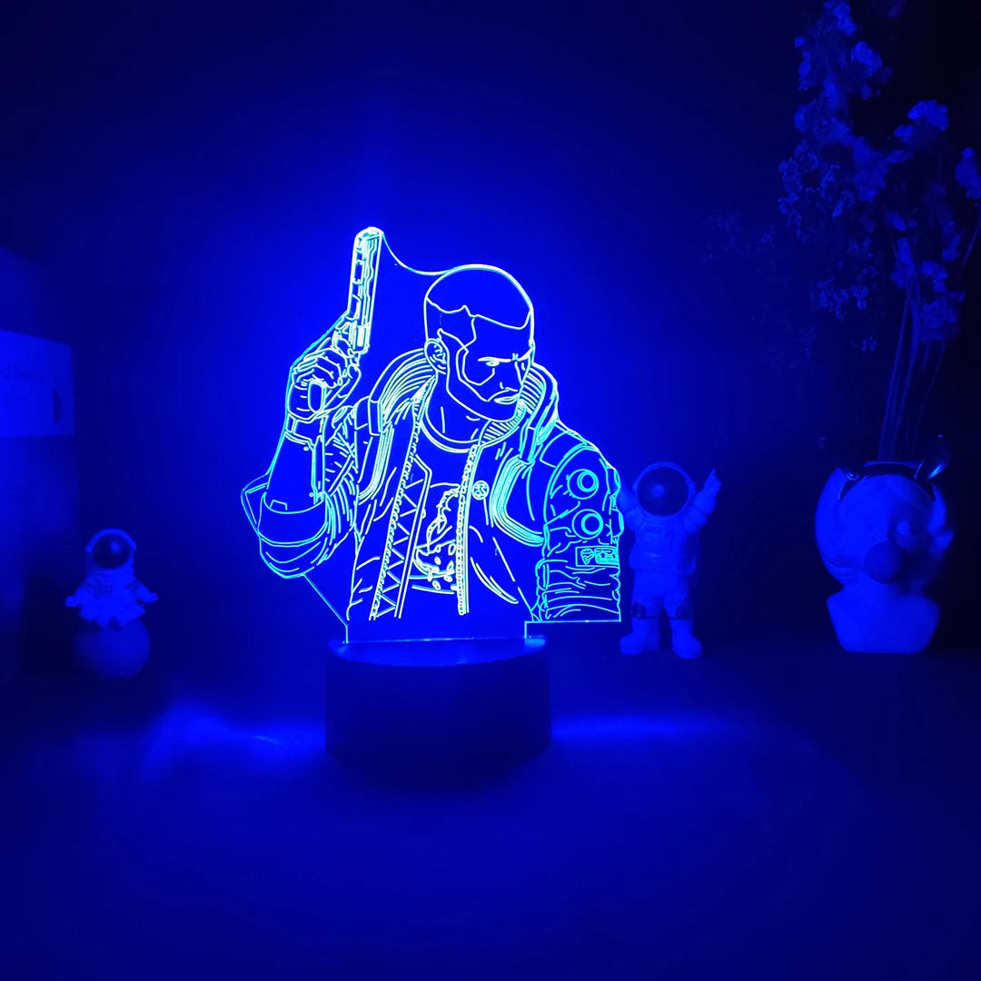 Punk Style V Figurine Nightlight Edgerunners Lighting Model 3D Illusion Lamp for Gamers Room Christmas Gift Gaming Room Setup