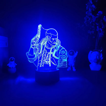 Punk Style V Figurine Nightlight Edgerunners Lighting Model 3D Illusion Lamp for Gamers Room Christmas Gift Gaming Room Setup
