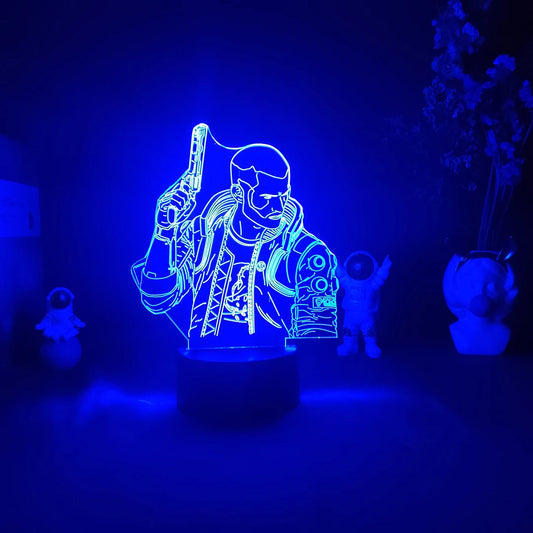 Punk Style V Figurine Nightlight Edgerunners Lighting Model 3D Illusion Lamp for Gamers Room Christmas Gift Gaming Room Setup
