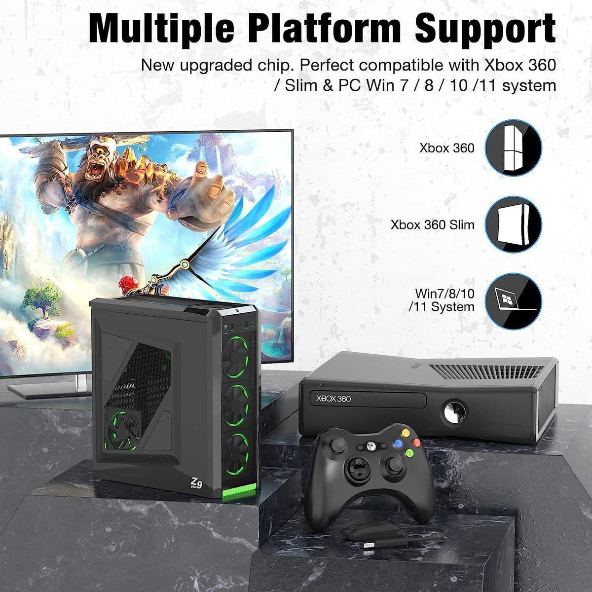 For Microsoft Xbox Wireless Controller Dongle Adapter Xbox 360 PC Windows 10 11