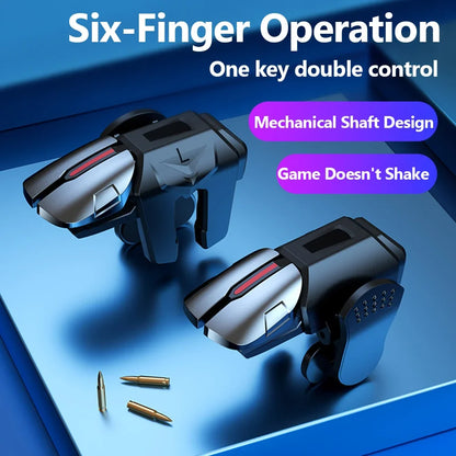 X8 Mobile Game Trigger for PUBG Phone Gaming Controller 6 Finger Trigger Sensitive Shooting Gamepad L1 R1 Aim Keys Gaming Handle