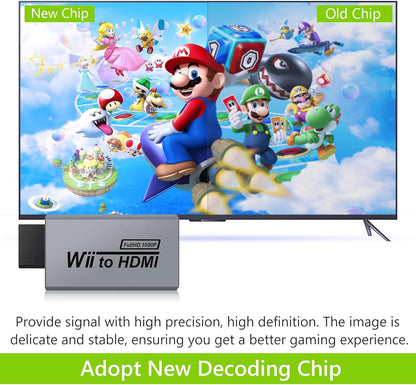 Wii to Hdmi Converter Wii to HDMI Adapter 720P and 1080P Wii2Hdmi Adapter Connector Output Video with 3.5Mm Audio Jack - Supports All Wii Display Modes
