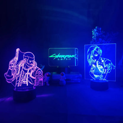 Punk Style V Figurine Nightlight Edgerunners Lighting Model 3D Illusion Lamp for Gamers Room Christmas Gift Gaming Room Setup