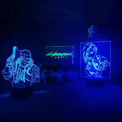 Punk Style V Figurine Nightlight Edgerunners Lighting Model 3D Illusion Lamp for Gamers Room Christmas Gift Gaming Room Setup