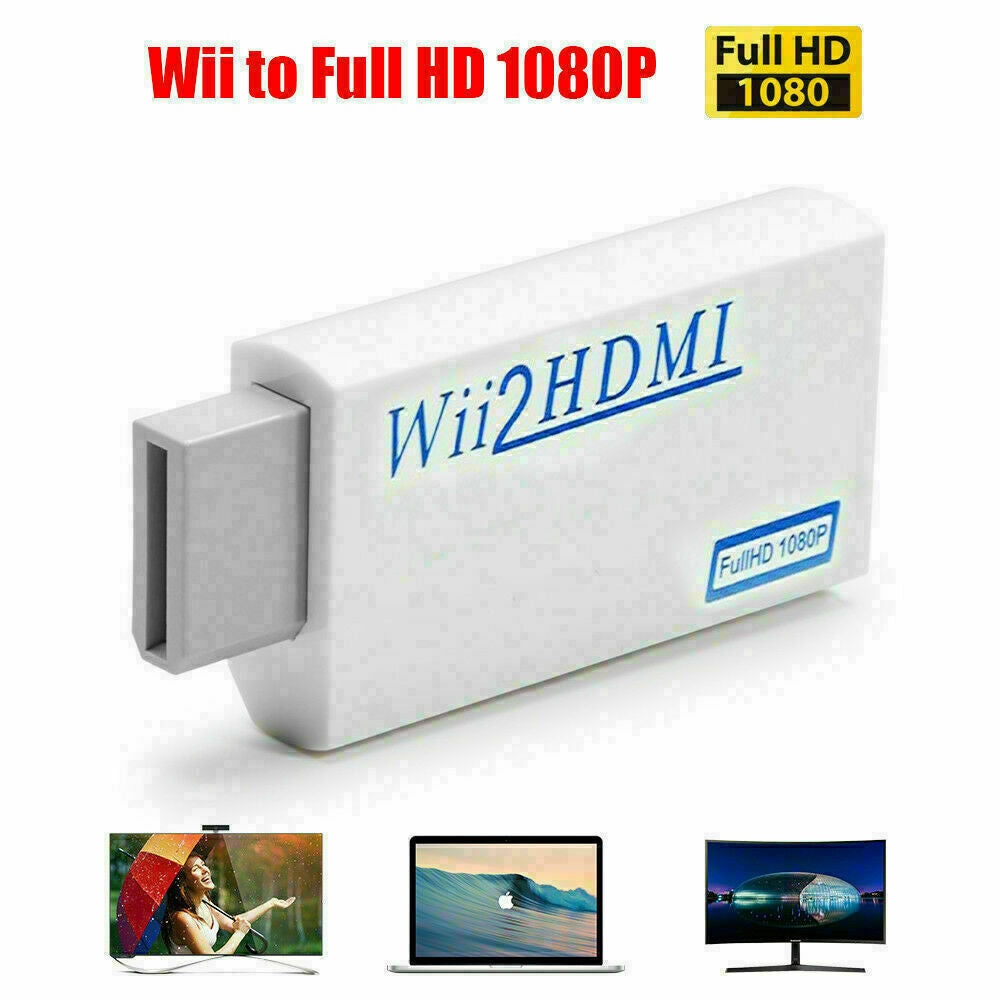 Portable Wii to HDMI Wii2Hdmi Full HD Converter Audio Output Adapter TV Black