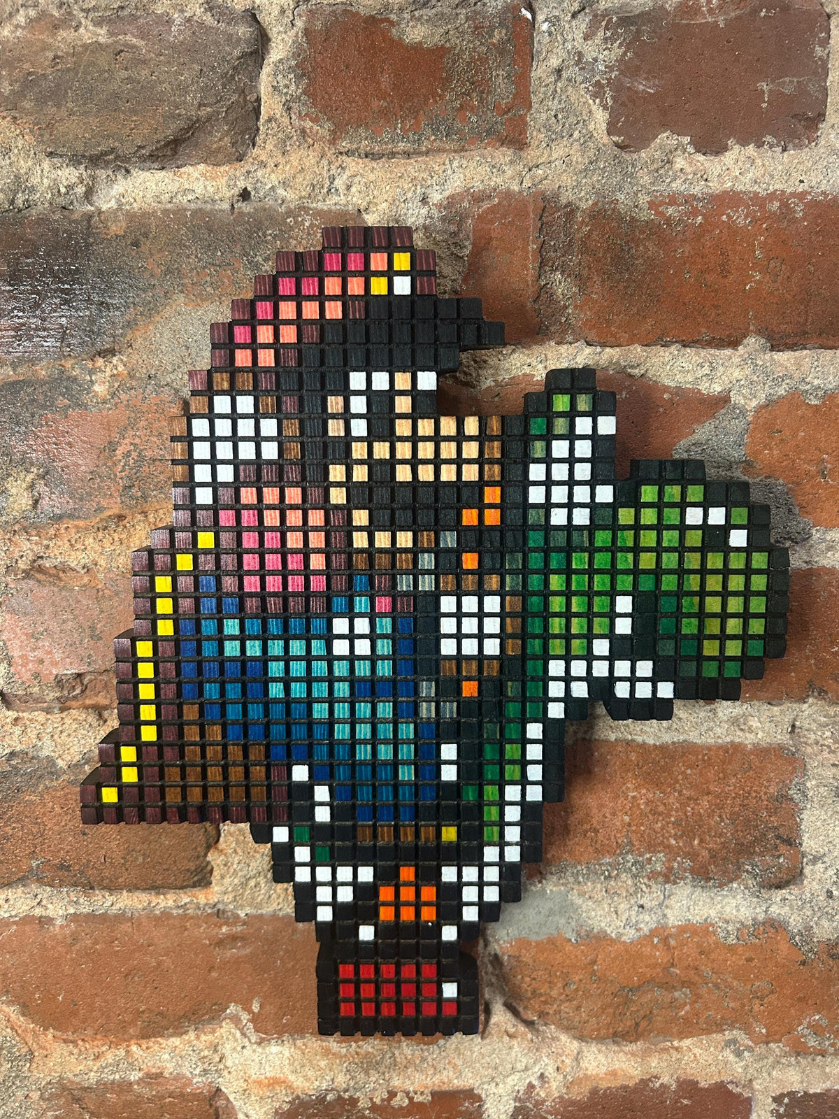 Handmade 8-Bit Mario Riding Yoshi Wooden Wall Art