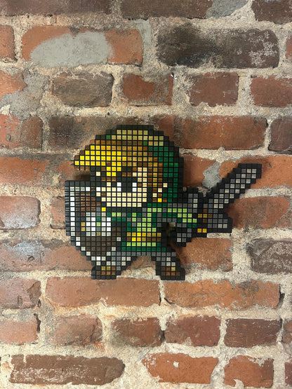 Handmade 8-Bit Toon Link Wall Art: Retro Gaming Decor