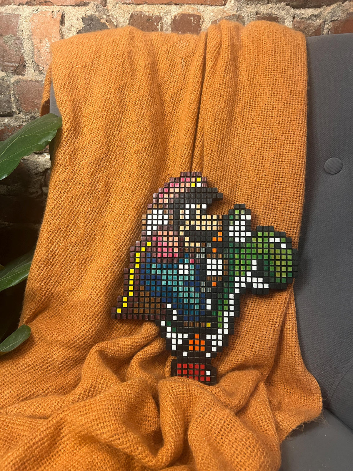 Handmade 8-Bit Mario Riding Yoshi Wooden Wall Art