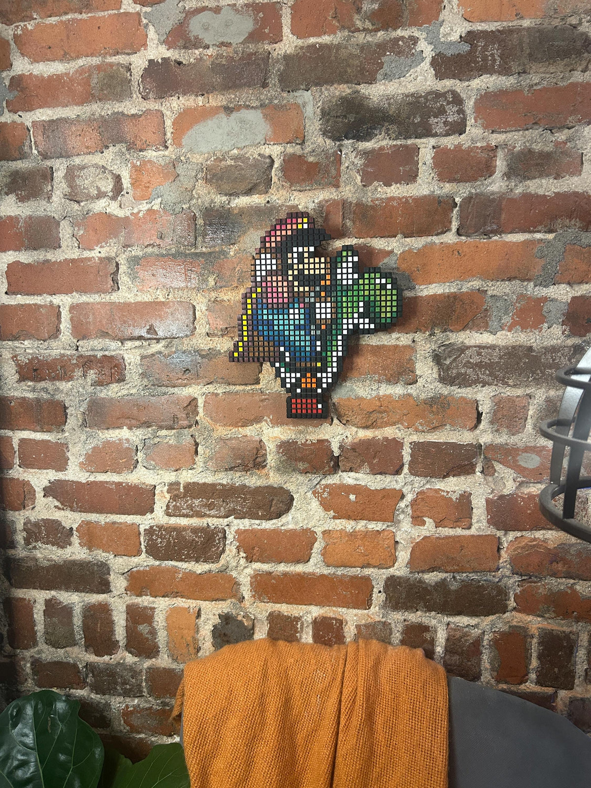 Handmade 8-Bit Mario Riding Yoshi Wooden Wall Art
