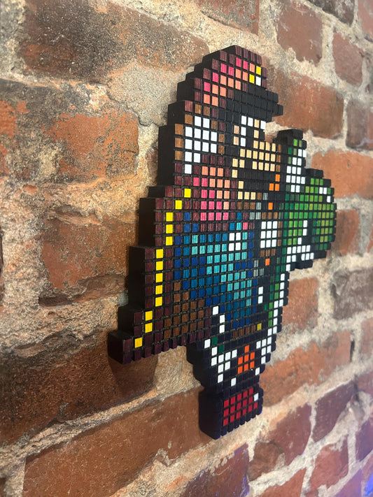 Handmade 8-Bit Mario Riding Yoshi Wooden Wall Art