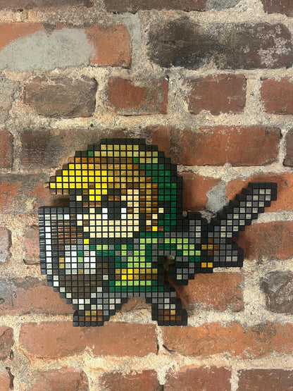 Handmade 8-Bit Toon Link Wall Art: Retro Gaming Decor