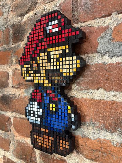 Handmade 8-Bit Paper Mario Wooden Wall Art