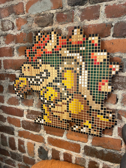 8-Bit Bowser Wall Art - Wooden Pixel Decor | Handmade Retro Gaming Gift for Gamers and Collectors and Mancave