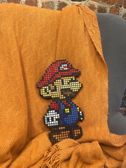 Handmade 8-Bit Paper Mario Wooden Wall Art
