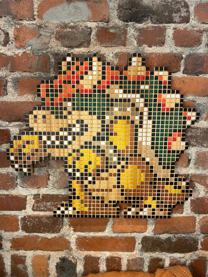 8-Bit Bowser Wall Art - Wooden Pixel Decor | Handmade Retro Gaming Gift for Gamers and Collectors and Mancave