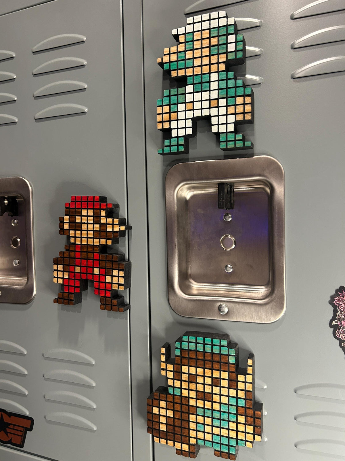 8-Bit Gaming Character Magnets (Mario, Luigi, Link) - Wooden Pixel Decor | Handmade Retro Gaming Gift for Gamers and Collectors and Mancave